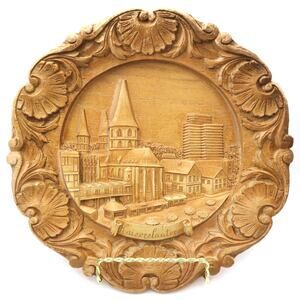 Vintage Kaiserslautern Germany Wall Plaque Relief City Scene 10" Round Hanging